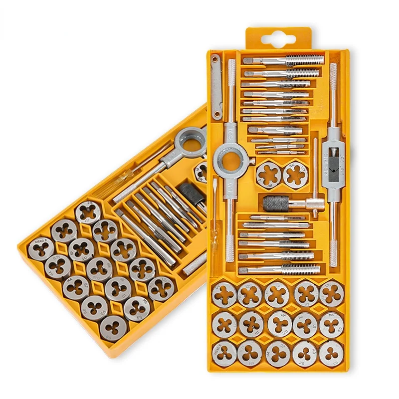 

Tap & Die Set 40 Pcs M3-M12 Screw Threading Metric Manual Drilling Tapping Wrench Industrial Grade Repair Hand Tools Kit