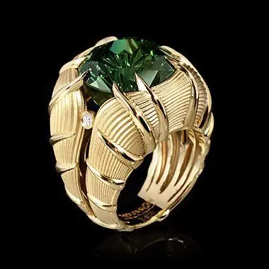 

Luxury Gold Plated Men's and Women's Wedding Party Ring Trendy CZ Green AAA Zircon Ring for Men's and Women's Engagement Jewelry