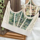 Женский корсет с принтом в виде ангела, корсет на косточках, Корректирующее белье под грудь, 2021