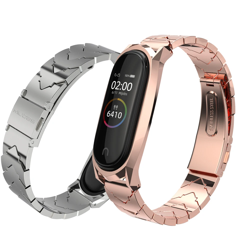 Металлический ремешок для Xiaomi Mi Band 3/4 браслет из нержавеющей стали без