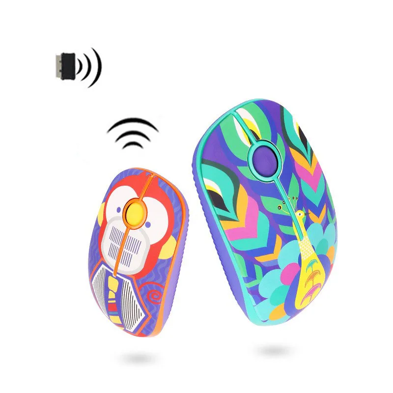 

Cute Cartoon Computer Gamer Mouse Gaming Mouse Wireless Laptop Mouse Desktop Universal Girly Creative Painted Pattern