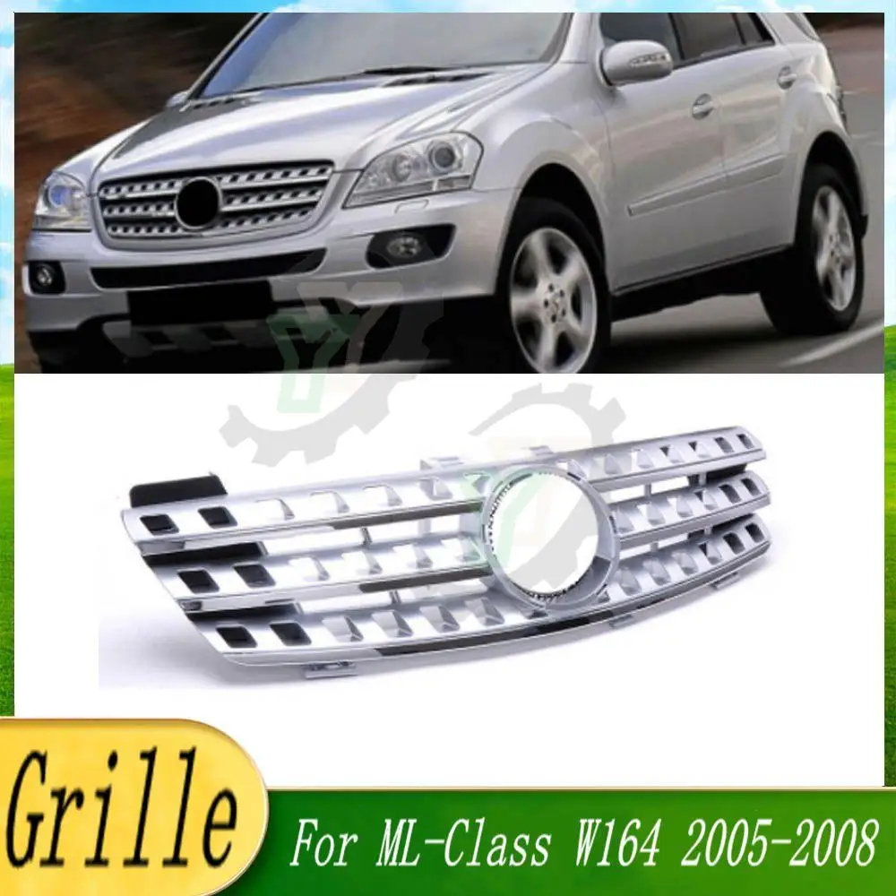 

Car Front Bumper Grille Upper racing Grill For Mercedes-Benz ML-Class W164 ML320 ML350 ML550 2005 2006 2007 2008（With Emblem)