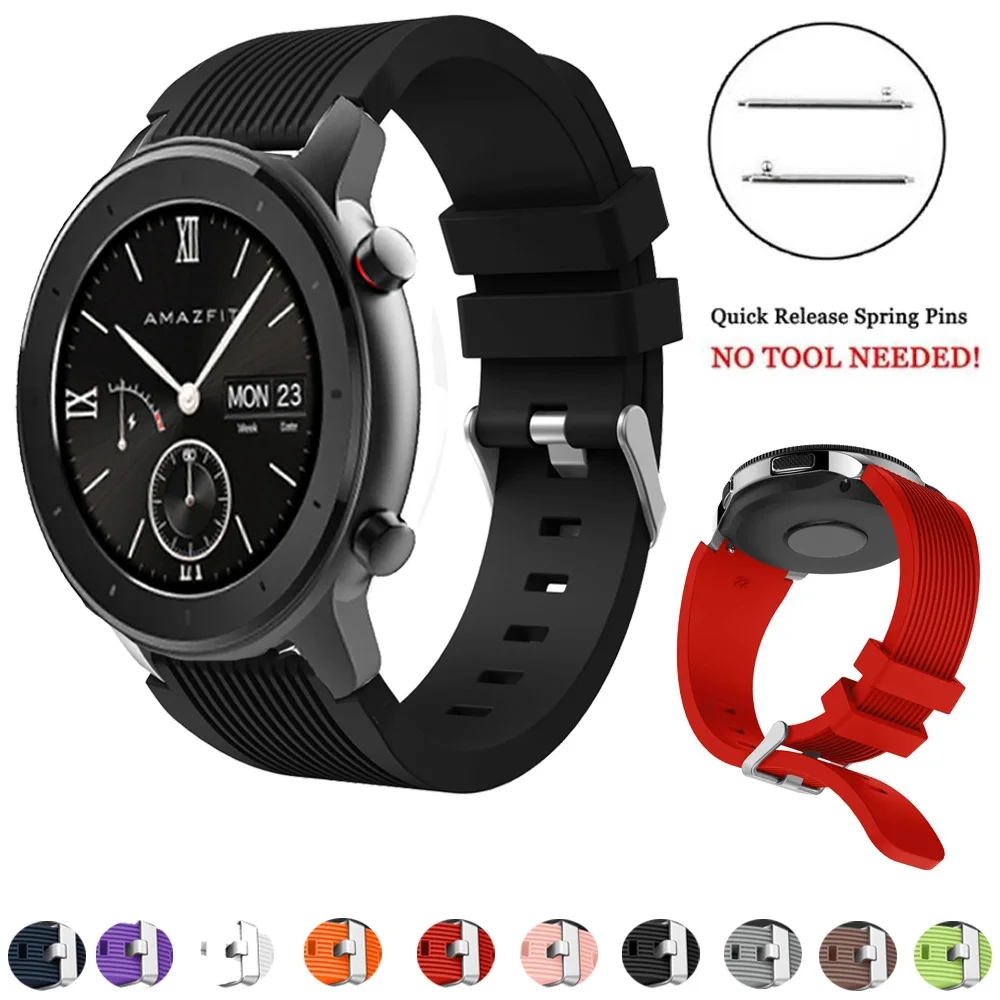 Ремешок для часов Huami Amazfit GTR 47 мм браслет со стальной пряжкой силиконовый смарт