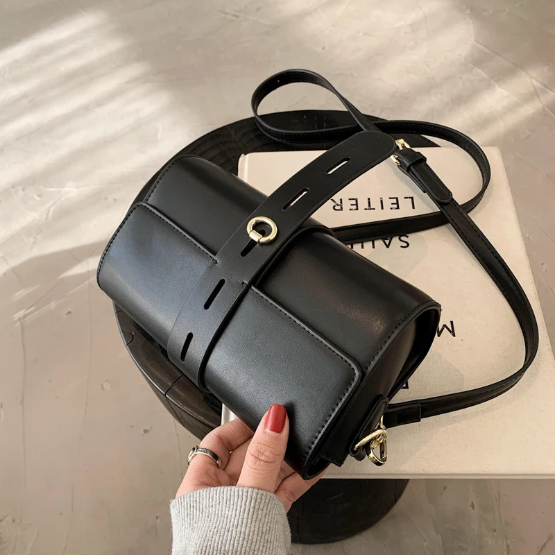 

Small Barrel-shaped Bag New Luxury Simple Women's Shoulder Bag Famous Brand Totes Handbag Female Shoulder Belts Leather Bag