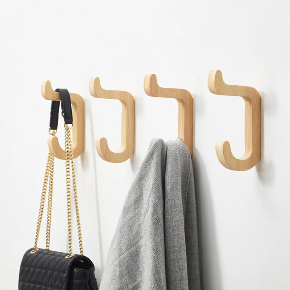 

2/4 Pcs Wall Hooks Wood Wall Key Hanger Household Multifunctional Storage Hooks Stable Creative Coat Hook Home Decoration