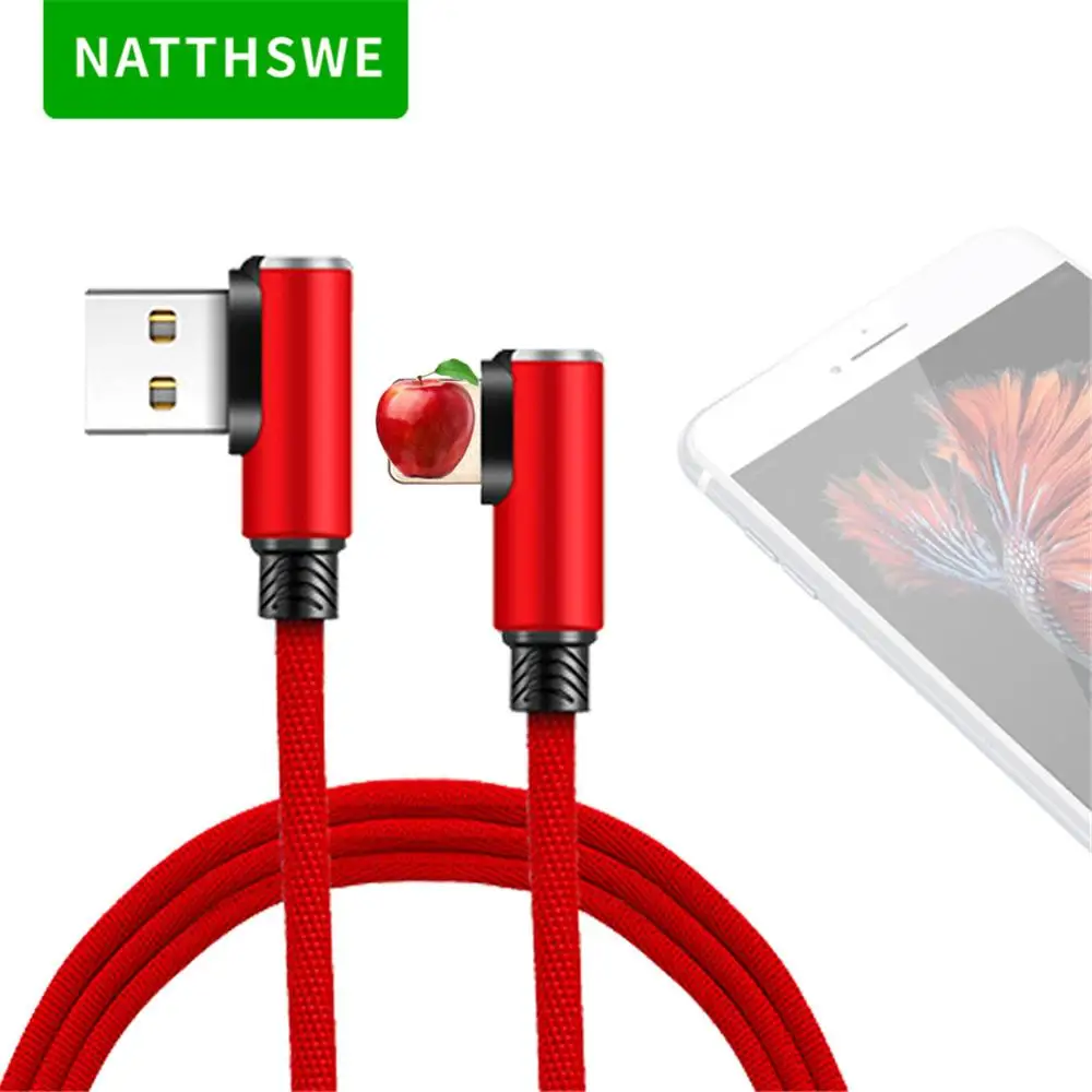 NATTHSWE 90 Degree Double Elbow Micro USB Data Cable Nylon Braided Fast Charging Line for Android Phone Short Paragraph