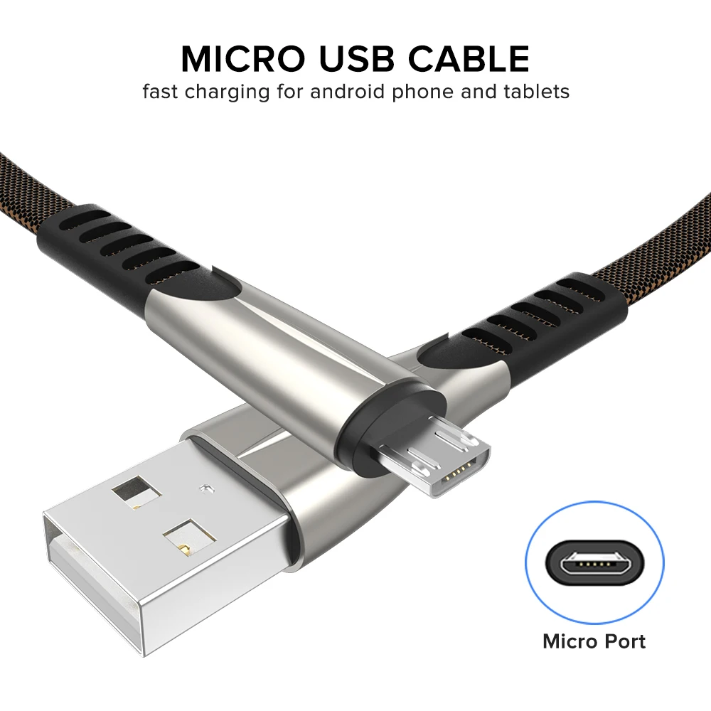 Micro USB кабель 1 м а нейлоновый шнур для быстрой зарядки и синхронизации данных Huawei