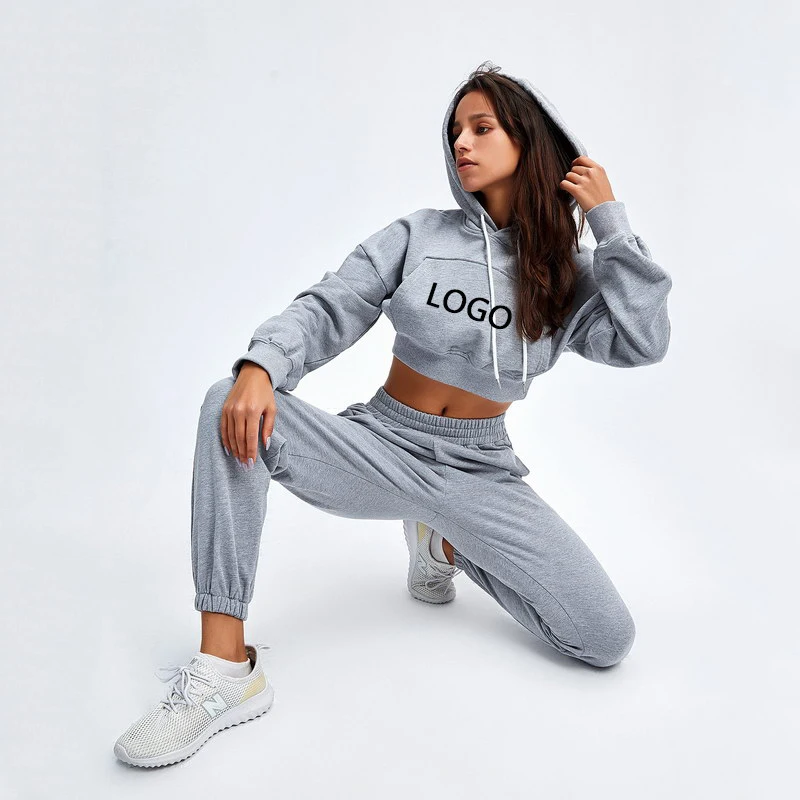 

Women Sports 2 Pieces Set Sweatshirts Pullover Hoodies Pants Suit 2021 Sweatpants Trousers Outfits Solid Casual Tracksuit