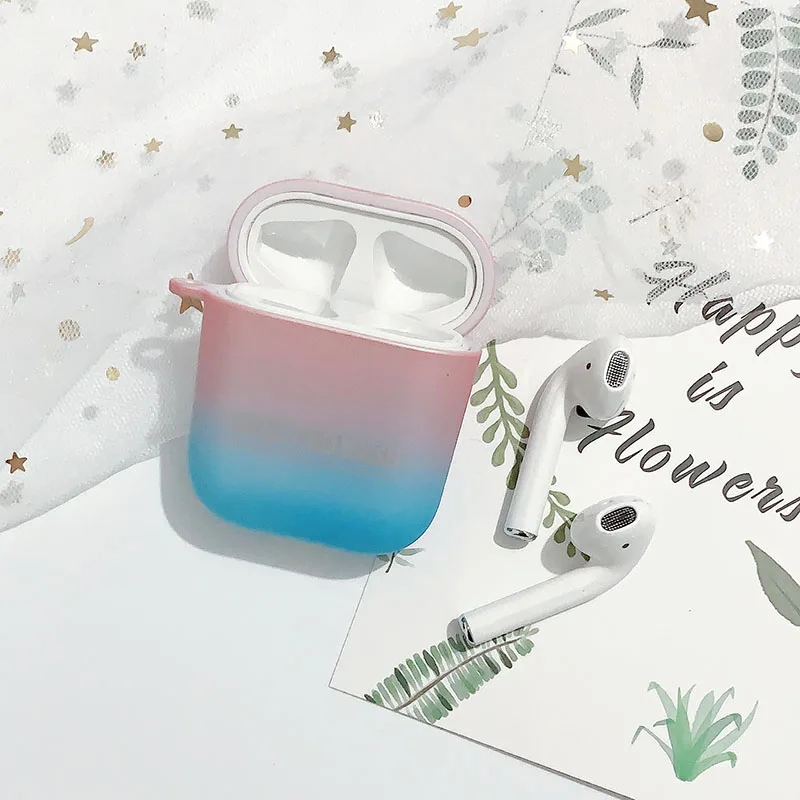 Градиентный цветной защитный чехол airpods жесткая наклейка беспроводная bluetooth