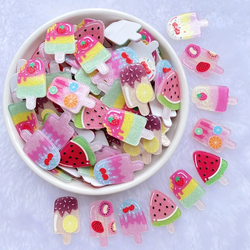 

20Pcs/lot Cute Mixed Shiny mini ice cream Flatback Acrylic Kawaii Scrapbooking Embellishments Diy Accessories E50