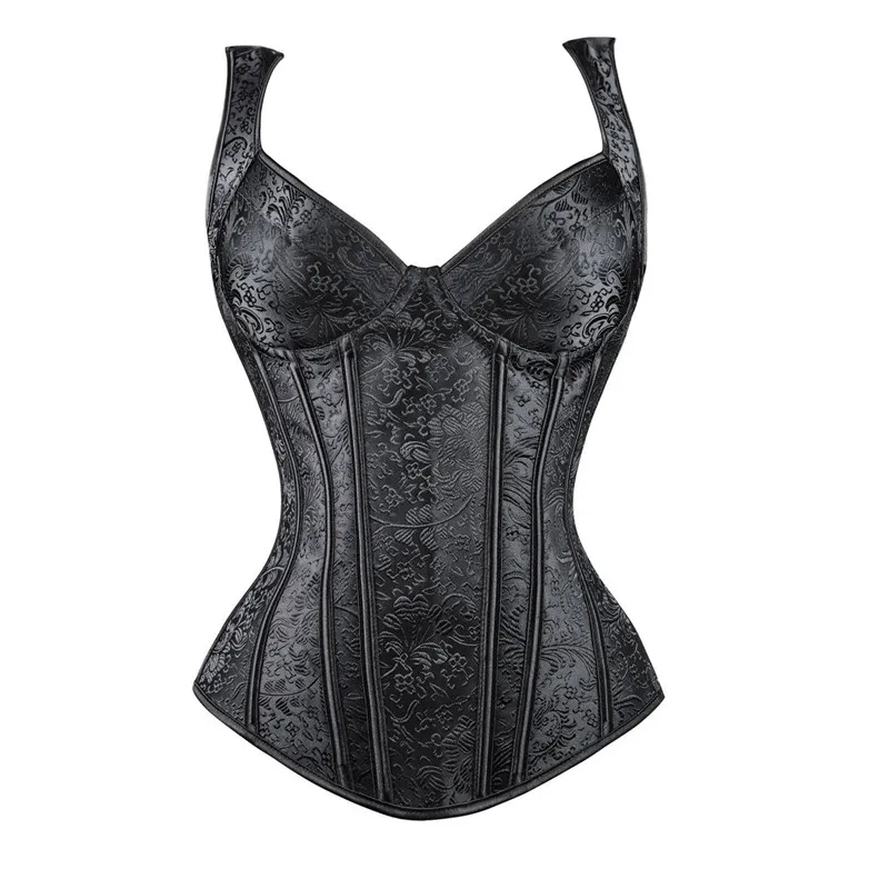 

caudatus Sexy Straps Corset with Cup Lingerie zipper side overbust waist trainer bustier plus size gothique corsets and bustiers