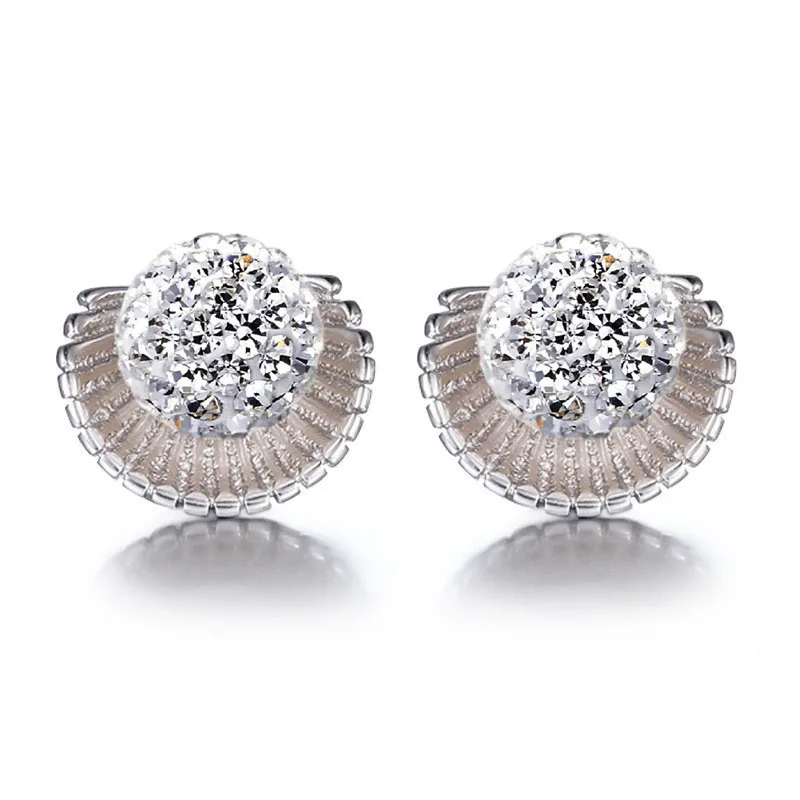 Женские серьги из стерлингового серебра 925 пробы с белыми золотыми ракушками