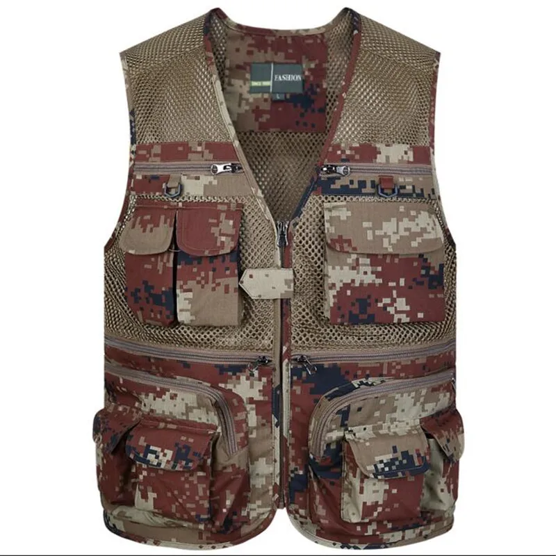 

Men's Waistcoat Multi-Pocket New Clothes Utility Photograph Sleeveless network Zipper Vest Jacket