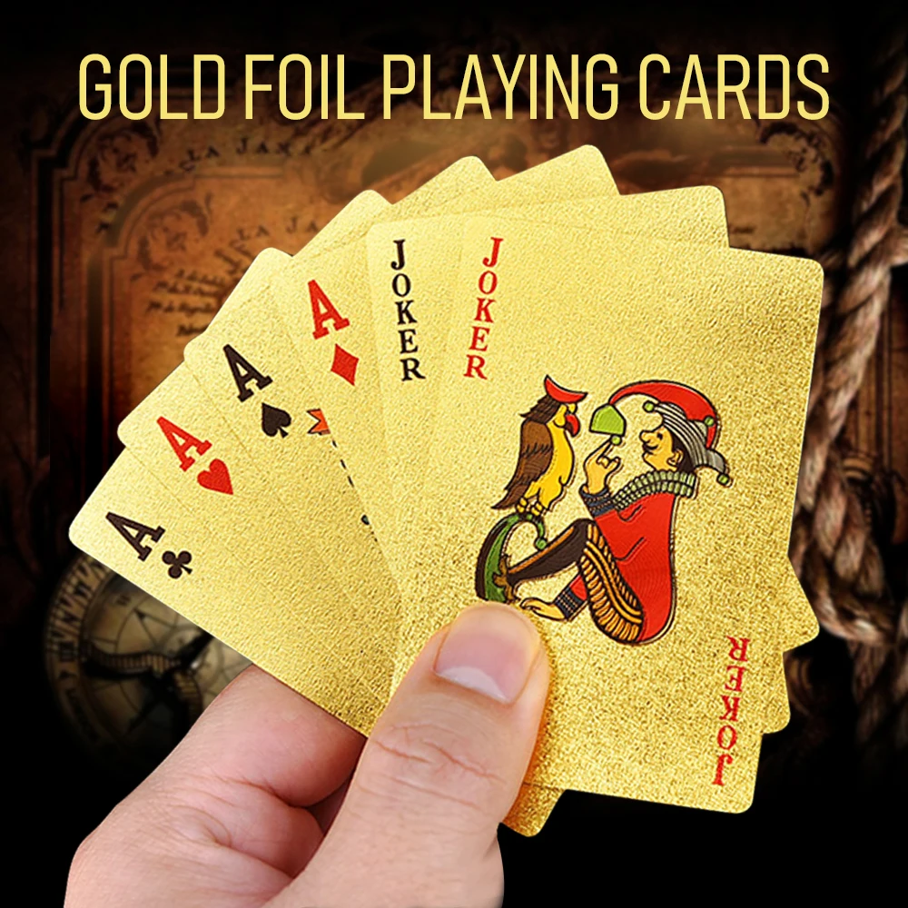 

Waterproof Poker Cards Marvellous Luxury Foil Plated Plaid Playing Poker Cards Deck Magic Card for Party Festive Games