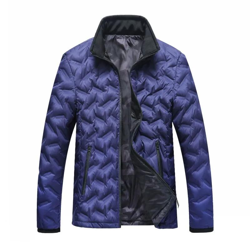 Куртка мужская зимняя на молнии с воротником-стойкой и длинным рукавом