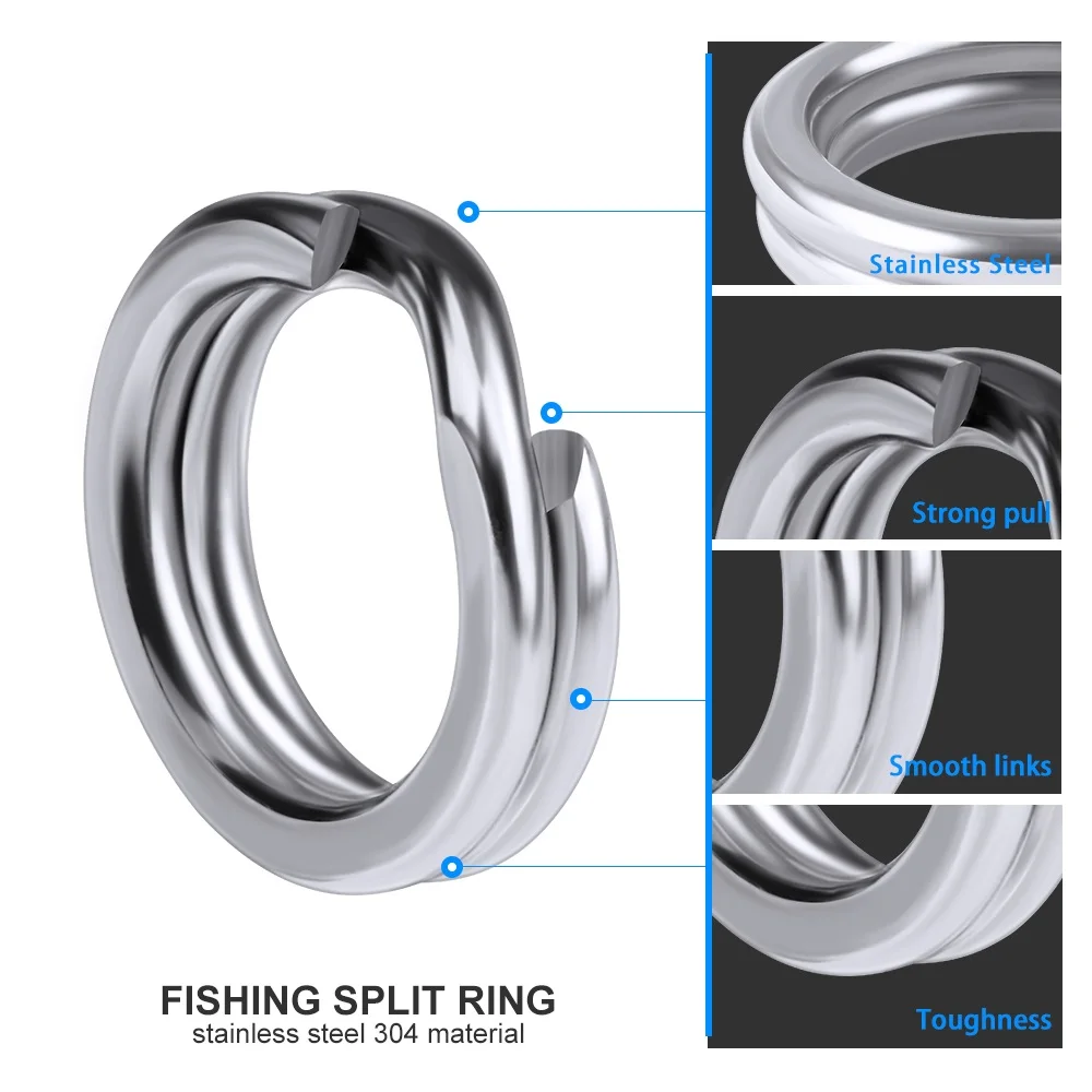 50pcs/bag Stainless Steel Fishing Rings hook 3#/4#/5#/6#/7#8# Double Loop Split Tool Fishing Accessories Flat rings Connector
