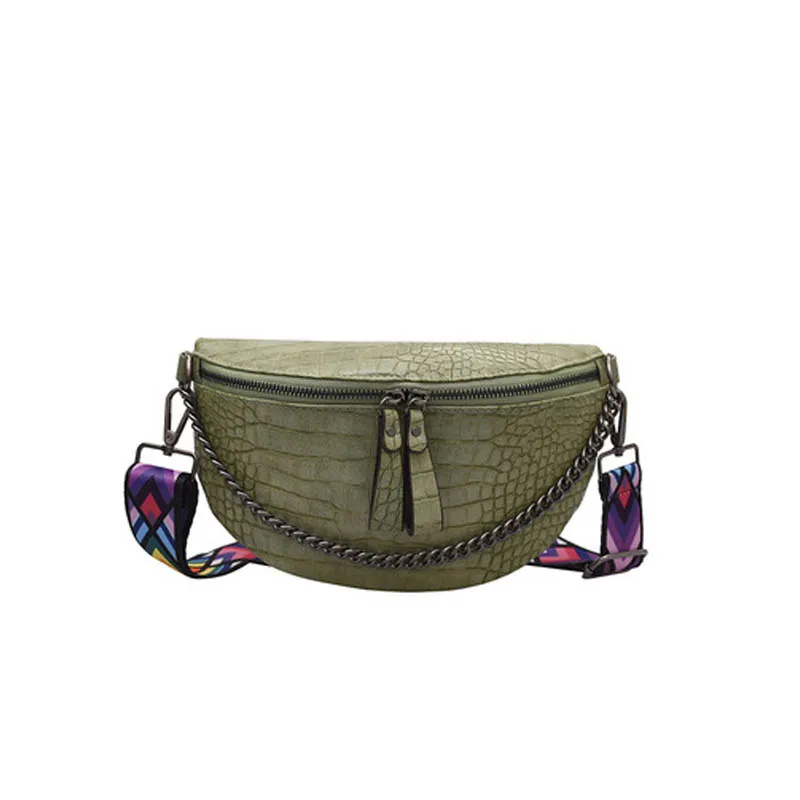 

Fashion Chain Waist Bag High Quality Broadband Shoulder Bag Chest Pack Stone Pattern Women Waist Pack Luxury Phone Pack Purse