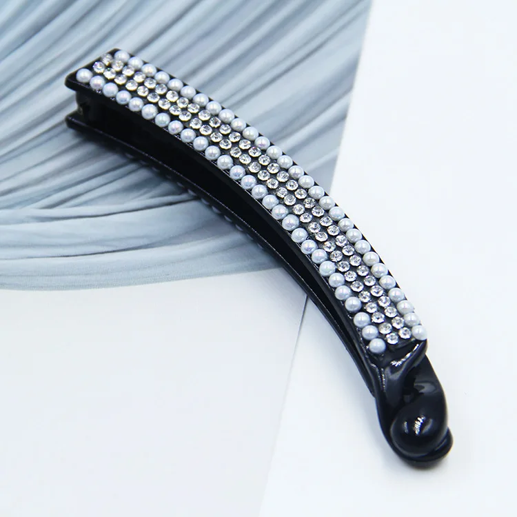 Заколка для волос зажим в форме рыбы цвет черный с камнями аксессуары женщин ACC72 |