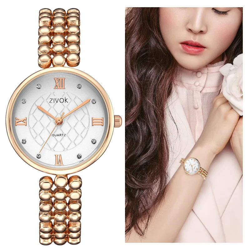 Reloj mujer ZIVOK модные часы браслет женские Роскошные Кварцевые из розового золота