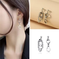 asymmetric metal handcuffs earrings hip hop punk style retro personality geometry stud earrings wedding party gifts