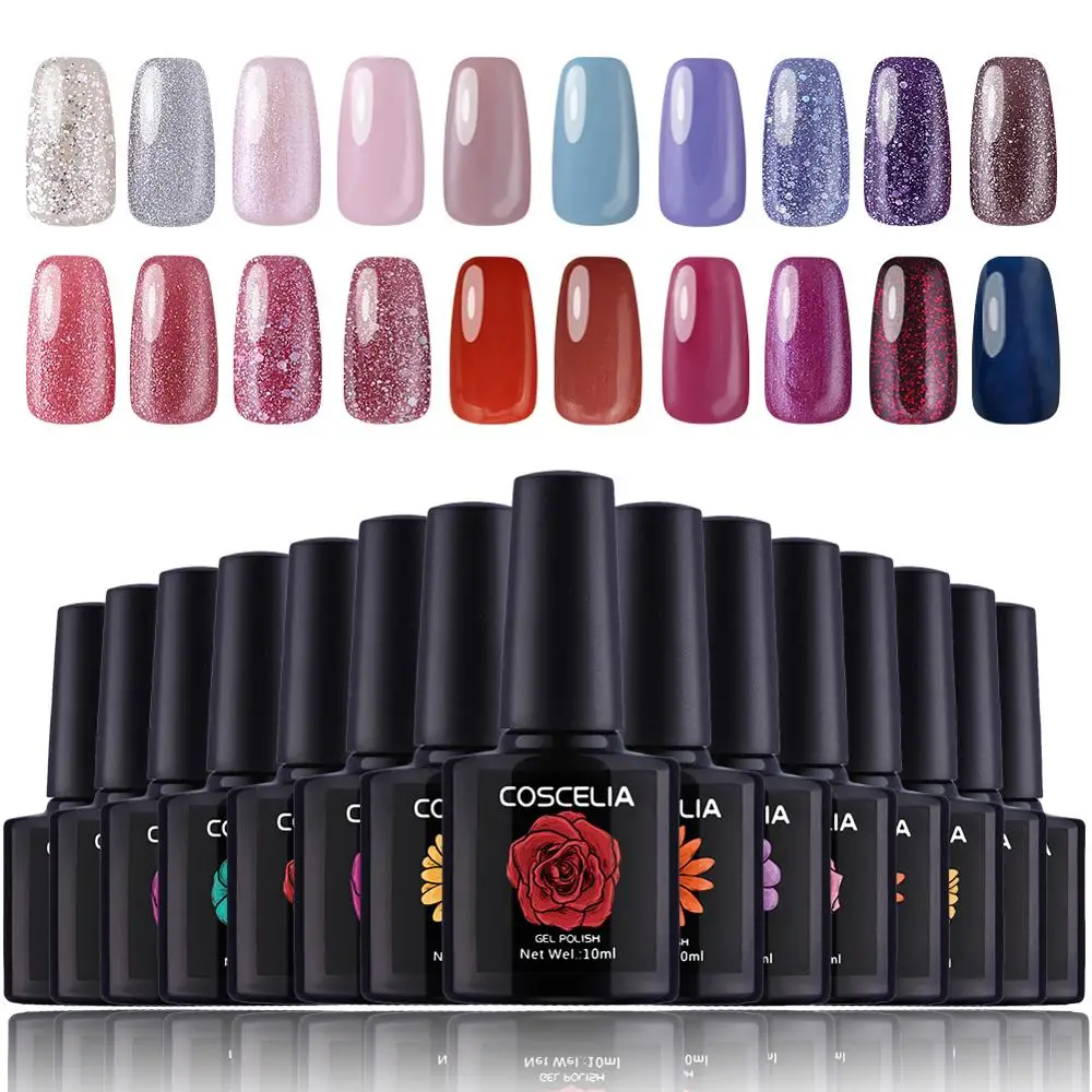COSCELIA 20 шт Комплект гель лаков для ногтей Дизайн замачиваемый набор длительный