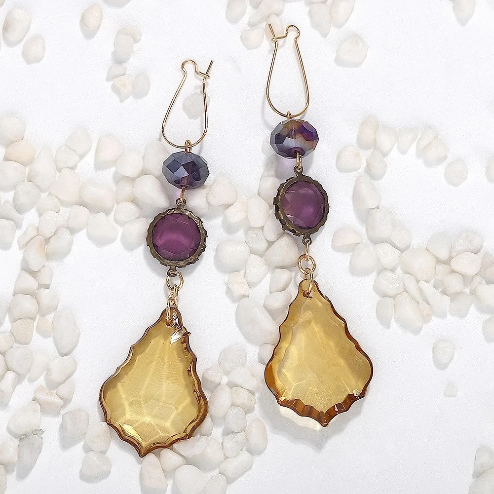 Геометрические длинные висячие серьги с кисточками для женщин Bijoux фиолетовый