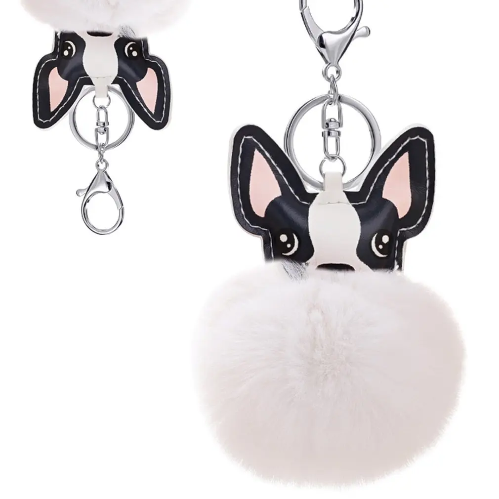 Брелок для ключей с собакой милый брелок помпоном из искусственной кожи