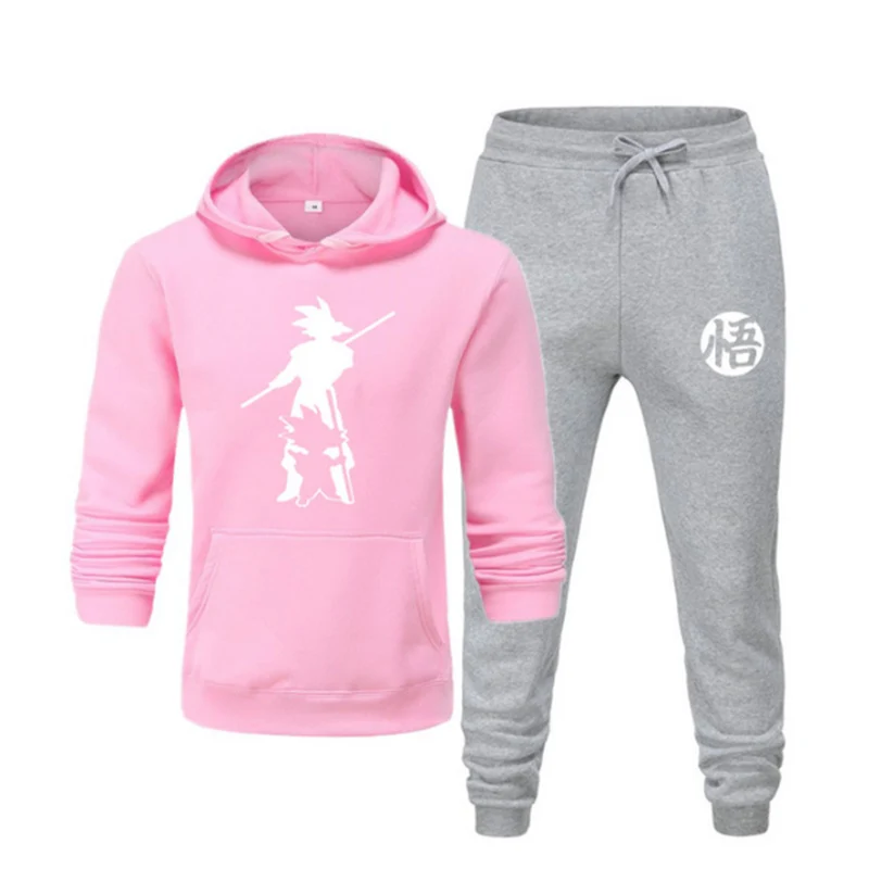 

Unisex Two Pieces Anime Hoodie Fashion Hooded Sweatshirts Sportswear Men Tracksuit Hoodie Men Brand Clothes Hoodies+Pants
