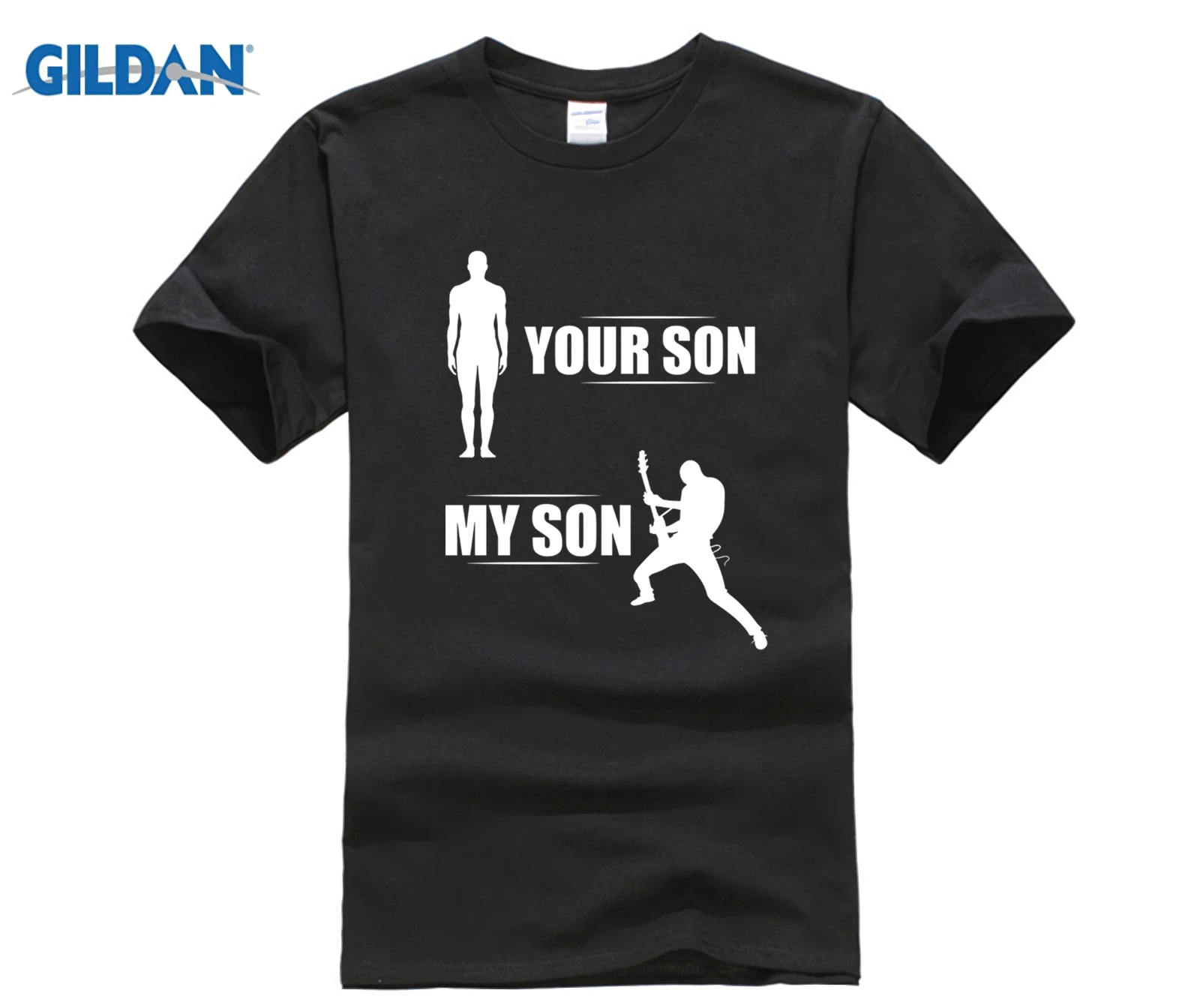 Ваш сын мой гитара рок-музыка смешные влюбленные подарок Футболка мужская
