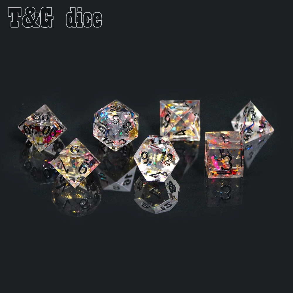 Красочные острые края кости набор 7 шт./компл. D4 D20 с DND RPG подарок настольные игры