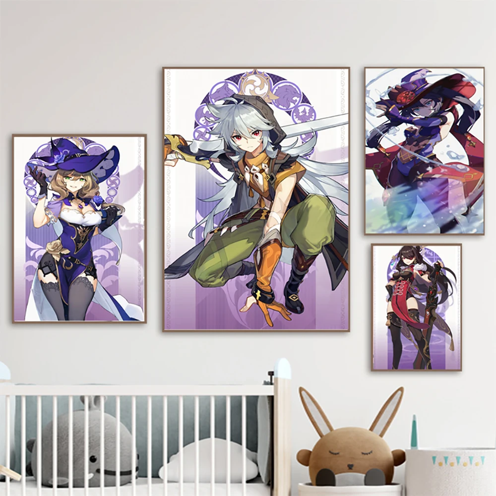 

Genshin Impact Poster Anime Game HD Wall Art Prints Modern Canvas Painting Interior Decoration for Home Living Room Girl Bedroom