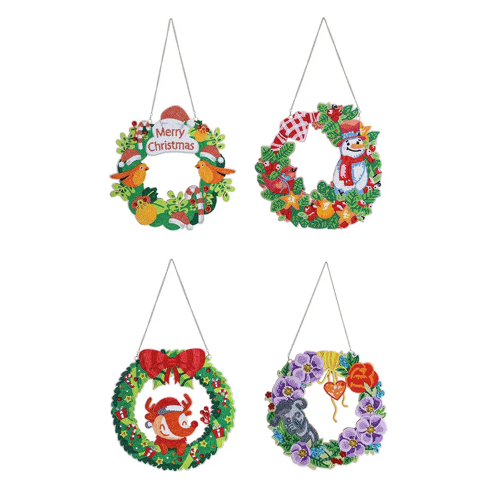 

Christmas Decoration Diamond Painting Wreath Kits 5D DIY Diamond Embroidery Cross Stitch Craft Gift Art Door Wall Hanging Decor