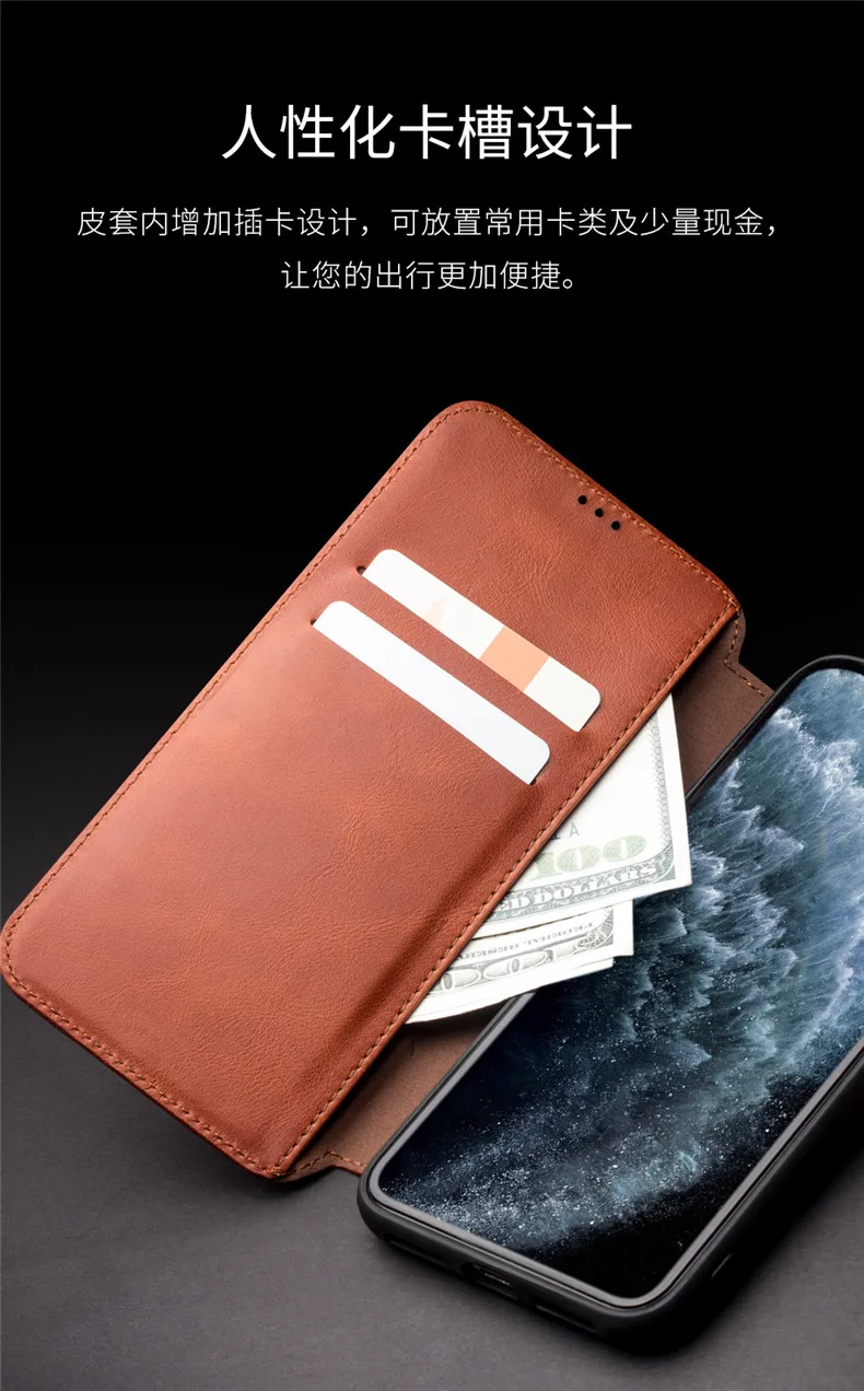 Для iPhone 11 Pro Max 5,8 6,1 6,5 Натуральная Воловья кожа чехол для телефона откидная крышка Qialino бренд Магнитный кошелек Чехол