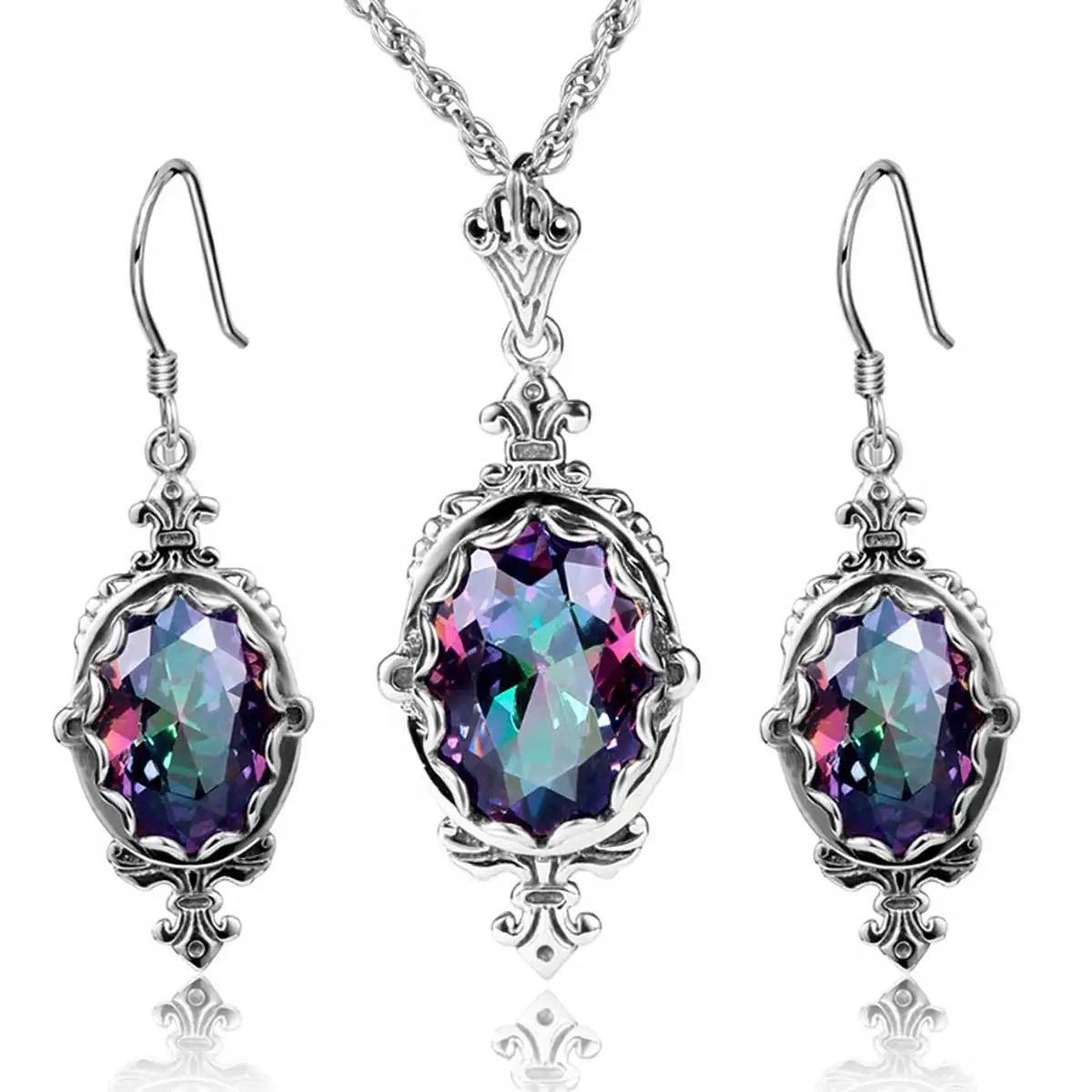 Подлинные ювелирные наборы из серебра 925 пробы серьги подвеска свадебное