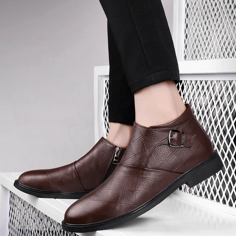 Мужские оксфорды в деловом стиле черные коричневые кожаные туфли с острым носком