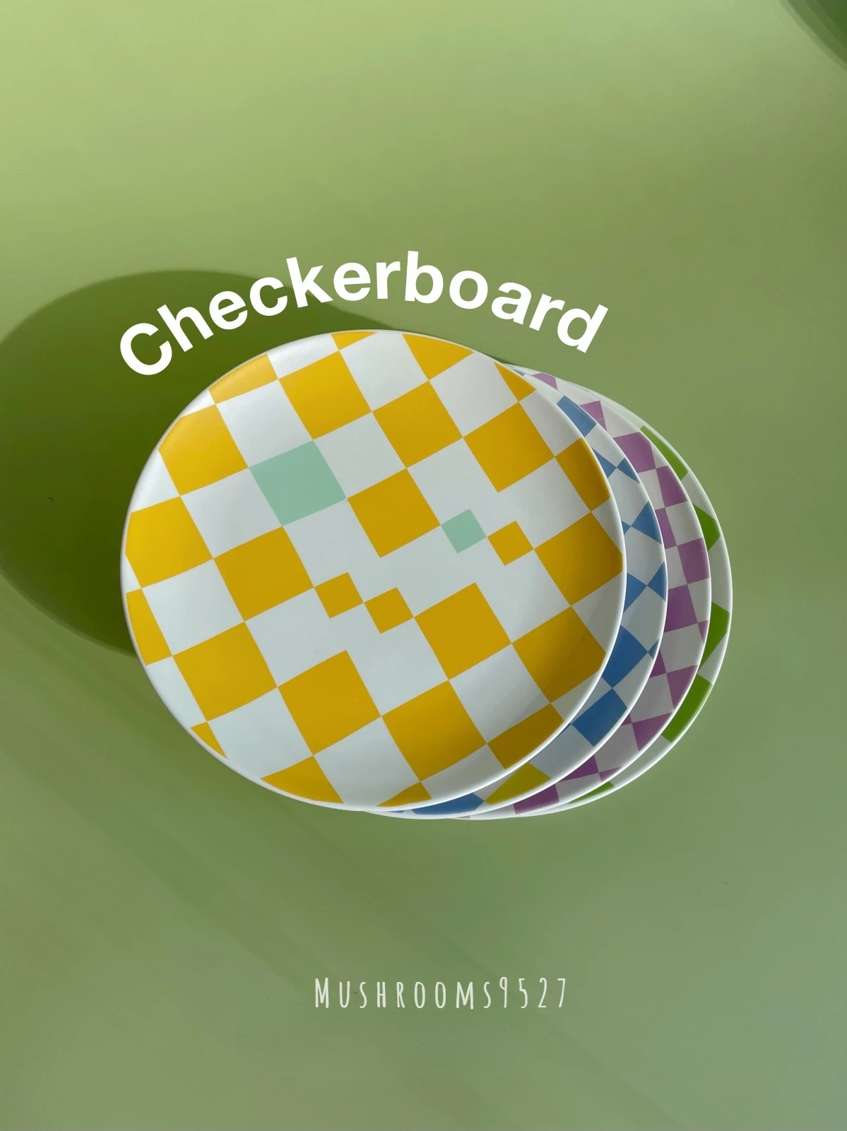 

French Retro Fashion Checkerboard Dinner Plate Chic Home Western Food Cake Plate Home Decoration Photography Props