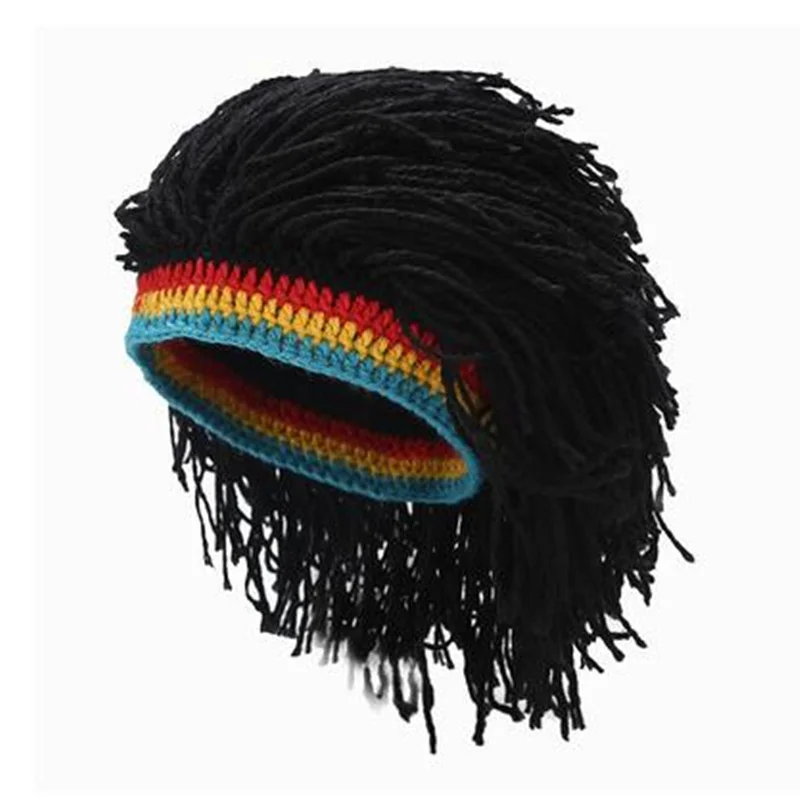 

Aobocca Handmade Crochet Fashion wig wool hat reggae dirty braids Europe and America warm knitted hat wig