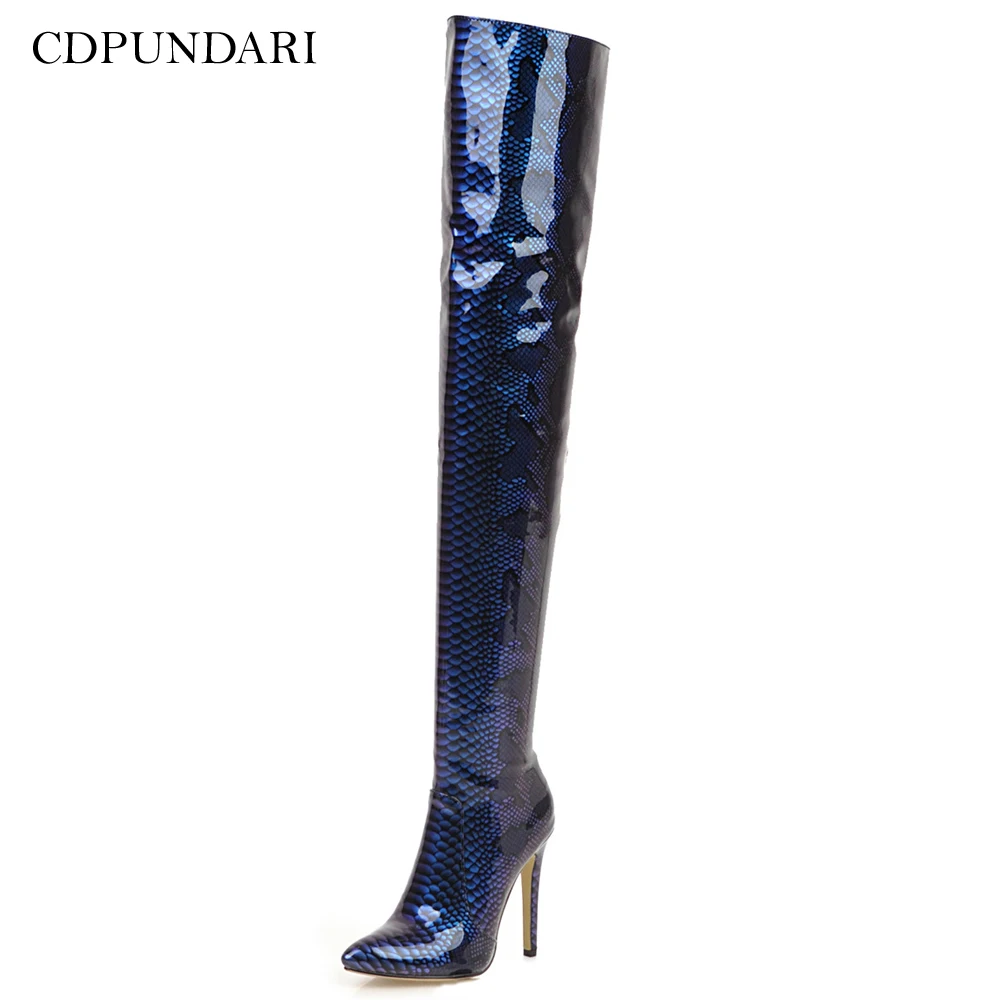 Ботфорты на высоком каблуке женские высокие сапоги до бедра женская зимняя обувь