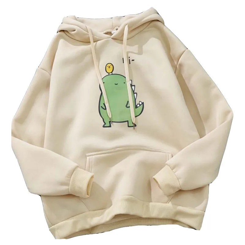 

Zuolunouba 2020 New Autumn And Winter Cute Cartoon Ladies Hoodie Loose Plus Velvet Thick Casual Pocket Drawstring Girl Pullover