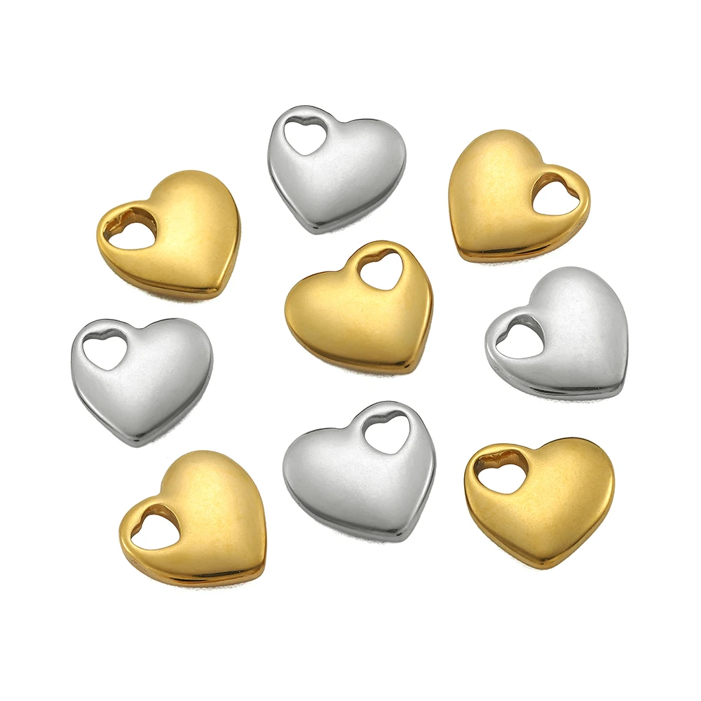 

5pcs Stainless Steel Bohemian Double Peach Heart Pendant 15mm Charms for DIY Necklace Bracelets Earrings Jewelry Making Finding