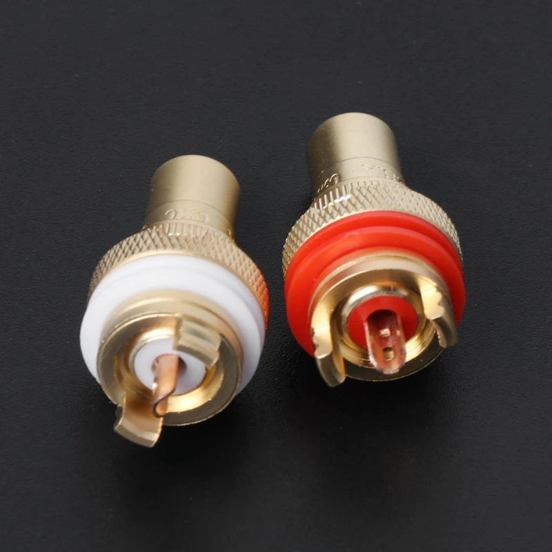 

2020 New 2Pcs Copper RCA Female Connector Lotus Audio Socket Audio Amplifier RCA Block
