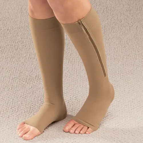 

Women Zipper Compression Socks Zip Leg Support Knee Sox Open Toe Sock S/M/XL Winter Warm Unisex Socks