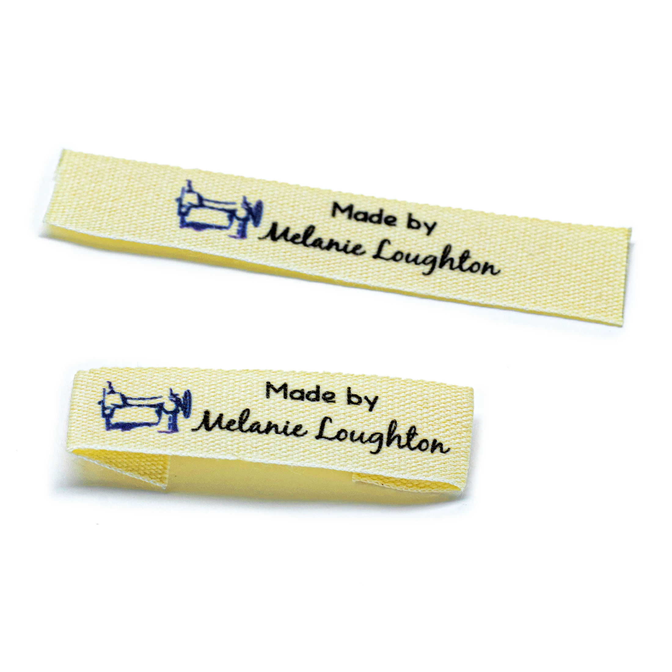 

Custom Beige　Sewing label, Fold, Custom Clothing Labels - Fabric Name Tags, Logo or Text, Cotton Ribbon, Custom Design (FR275)