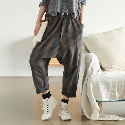 Осенние брюки женские Модные свободные вельветовые 2019 новые эластичные талии