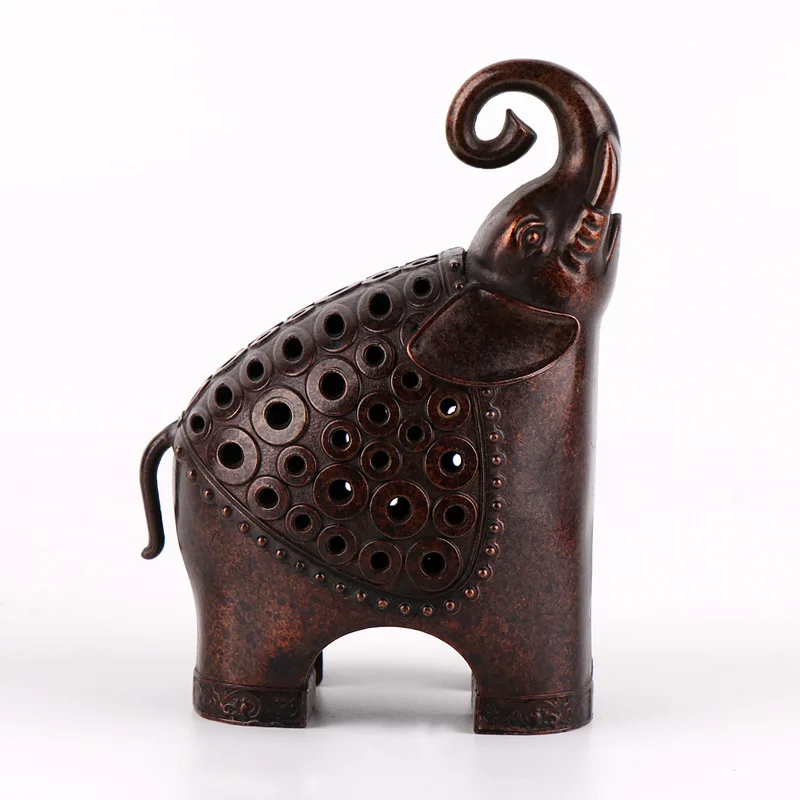 

MOZART Alloy Copper Plated Incense Burner Antique Sandalwood Furnace Incense Burner Line Incense Burner, Baby elephant
