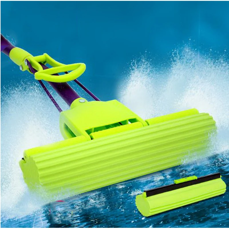 

140204/Absorbent sponge mop/Carbon steel rods/Fold Squeeze Water Sponge Mop/Squeeze household glue cotton mops/