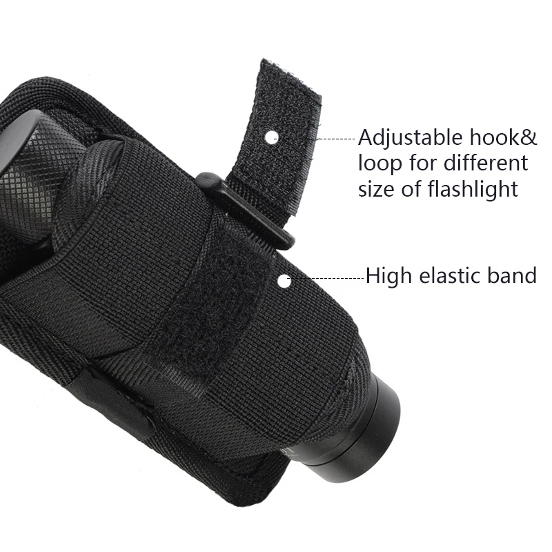 Tactical Flashlight Pouch Torch Holder with 360 Degree Rotatable Belt Clip Flashlight Holster for Belt Hunting Accessories