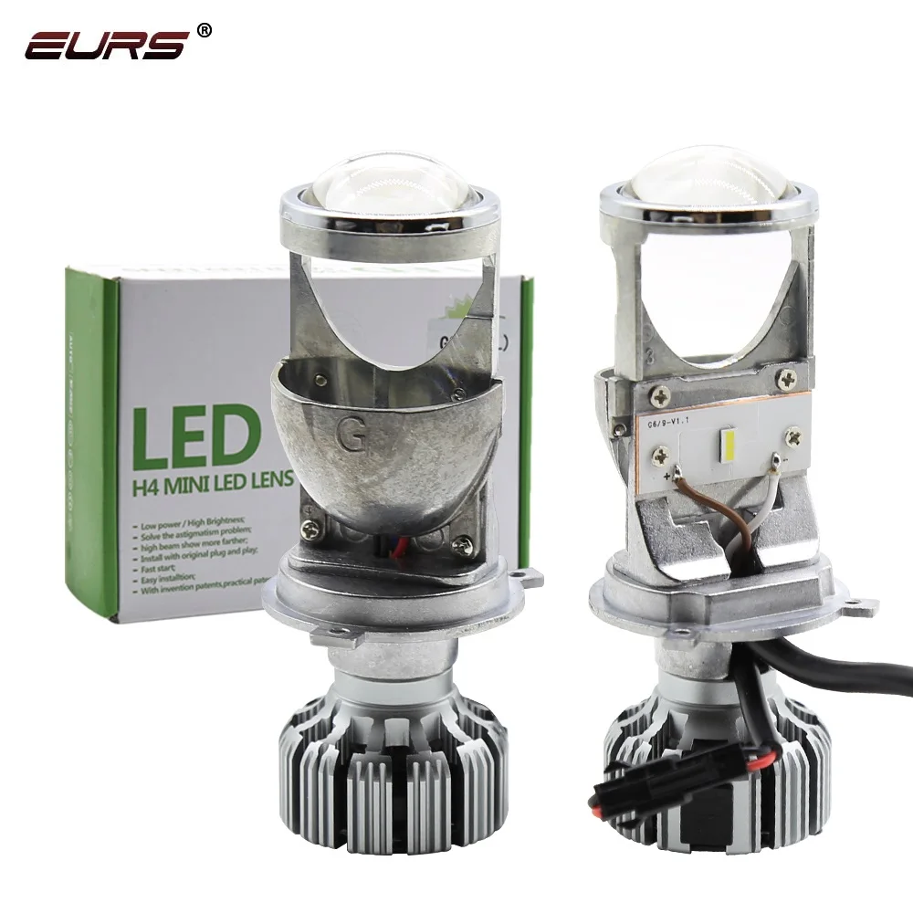 

EURS new style Lens Car headlight H4 led 80w 8000lm 6000k fans h4 led headlight projector G9