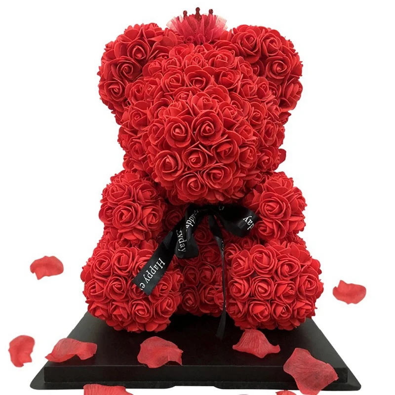 50/100/200pcs 3.5cm Foam Rose Heads Artificial Flower Teddy Bear For Wedding Birthday Party Home Decor DIY Valentines Gifts - купить по