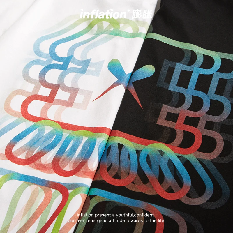 

INFLATION Korean Style Oversized T-shirt Men Summer Casual All-Match Short Sleeve T-shirt Couple Colorful Printing Tees 5285TS21